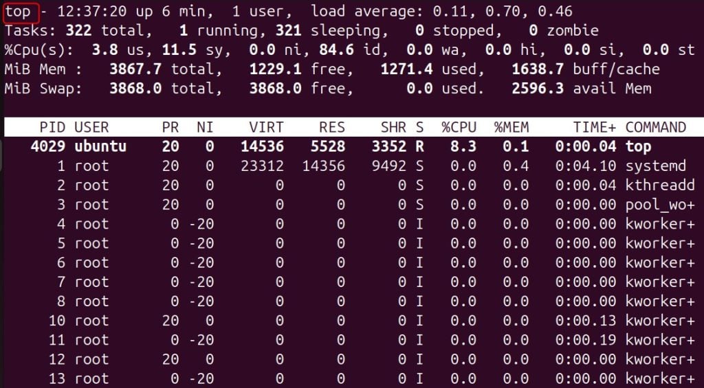 Monitor Real-Time CPU Usage with top