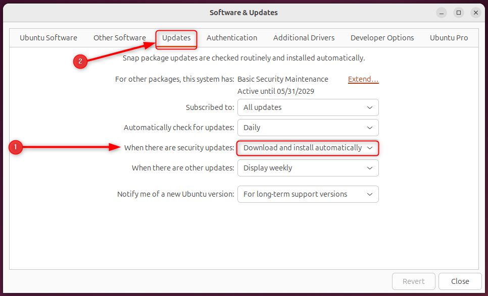 Set Up Automatic Updates using gui