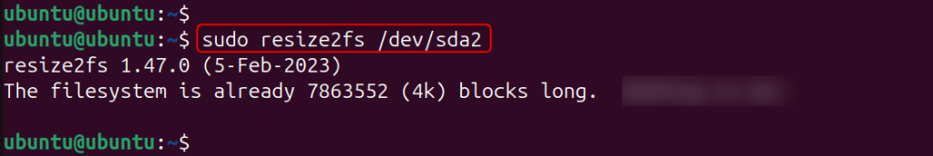 Resize the Filesystem