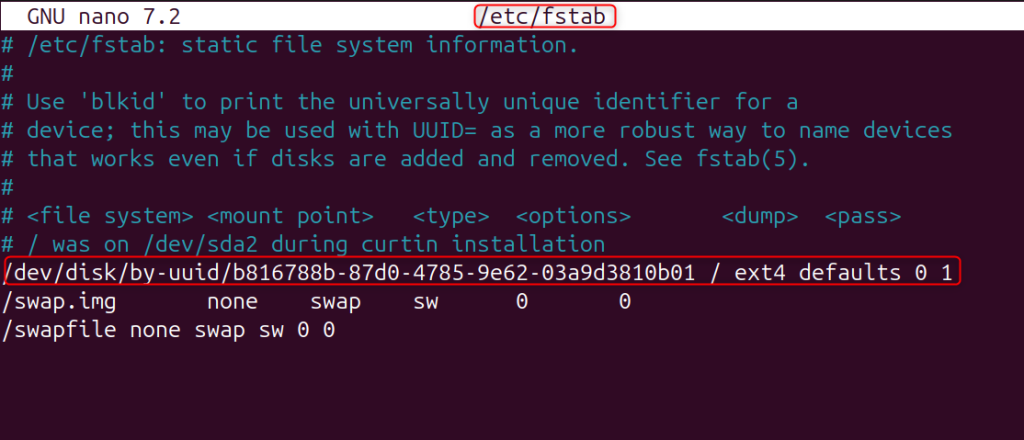 edit fstab file to mount drives in linux