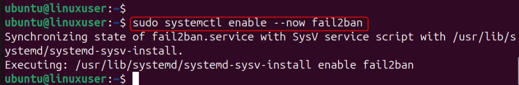 enable Fail2Ban services to secure ssh access