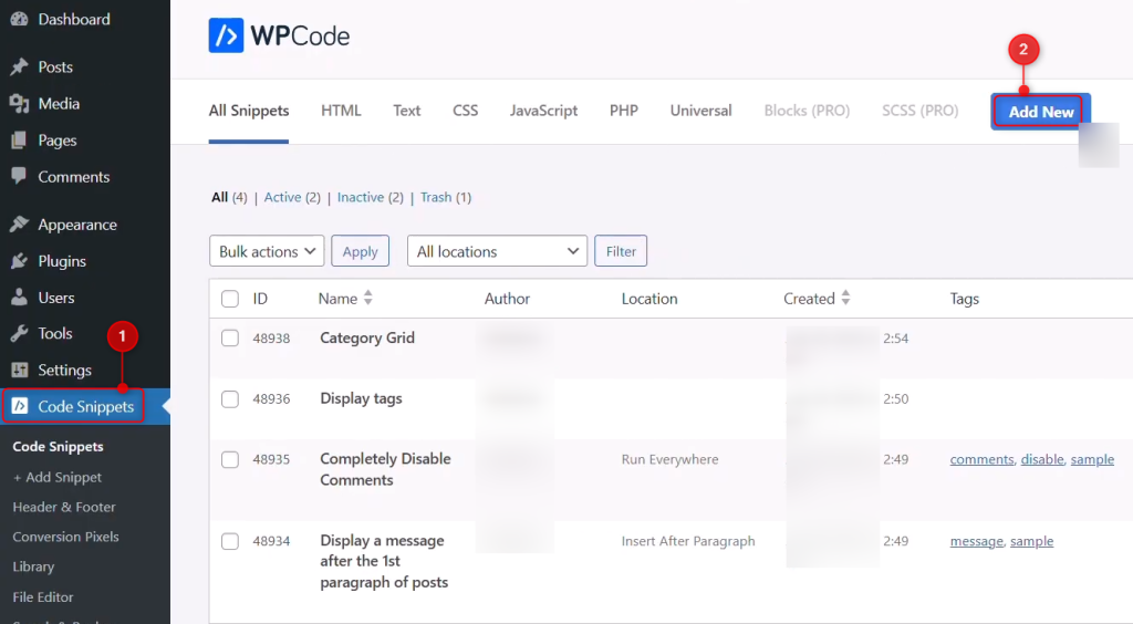 add new code snippet plugin