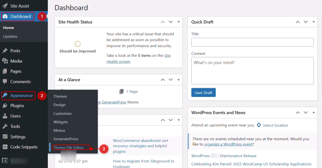 navigate to Theme File Editor