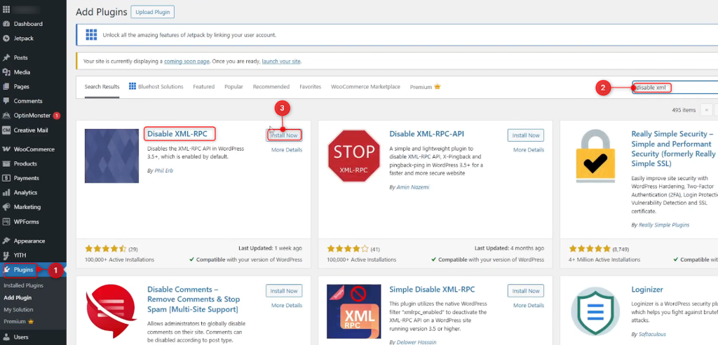 install Disable XML-RPC plugin 