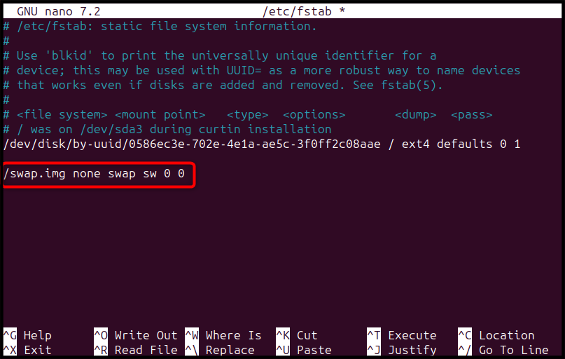 Make a Permanent Swap Space