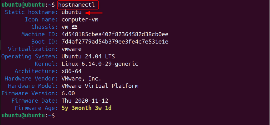 check hostname and other system info