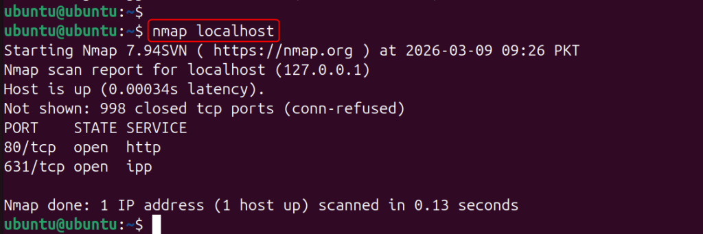 Check Localhost for Open Ports