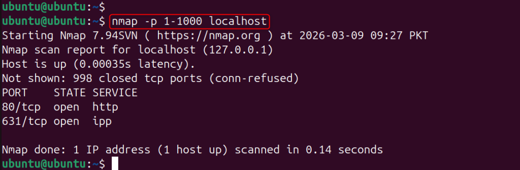 Scan a Specific Port Range
