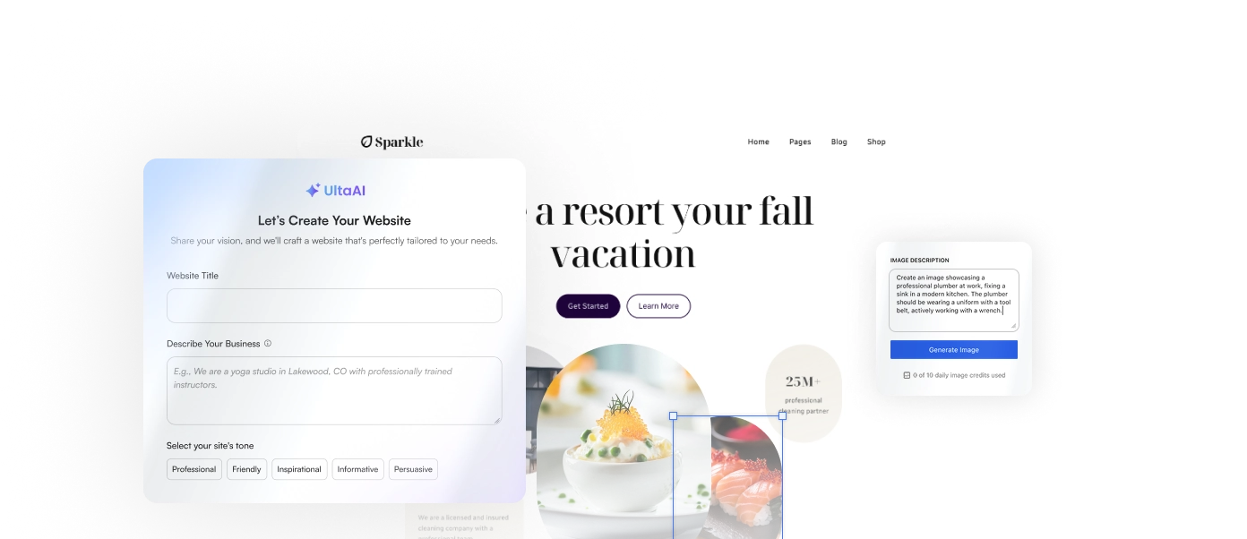 AI-powered WordPress website builder creating professional sites quickly